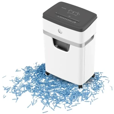 Abbildung von Go Europe Aktenvernichter HP OneShred 18CC, Sicherheitsstufe P 4 Cross Cut 18 Blatt Partikelschnitt 25 L weiß