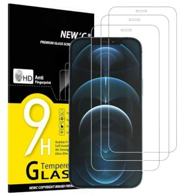 Abbildung von NEW&#039;C 3 Stück, Panzer Schutz Glas für iPhone 12 Pro Max (6,7&quot;), Frei von Kratzern, 9H Härte, HD Displayschutzfolie, 0.33mm Ultra klar, Ultrabeständig