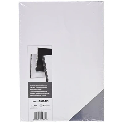 Abbildung von GBC CY013080 Einbanddeckel, PVC, A4, 300 Mic, 100 Stück glänzend klarsichtfolie