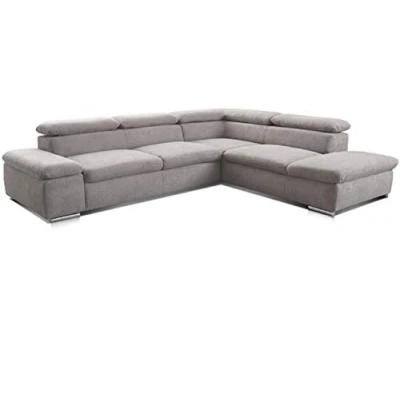 Abbildung von Cavadore Ecksofa Alkatraz / L Form Sofa groß mit Ottomanen rechts und verstellbaren Kopfteilen Modernes Design hochwertiger Webstoff Bezug Maße: 272 x 73 226 Farbe: Hellgrau (Paris silver)
