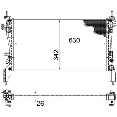 Abbildung von MAHLE ORIGINAL CR 1120 000S Kühler, Motorkühlung für Fahrzeuge mit Klimaanlage 630 342 26 Kühlrippen mechanisch gefügt FIAT: Qubo