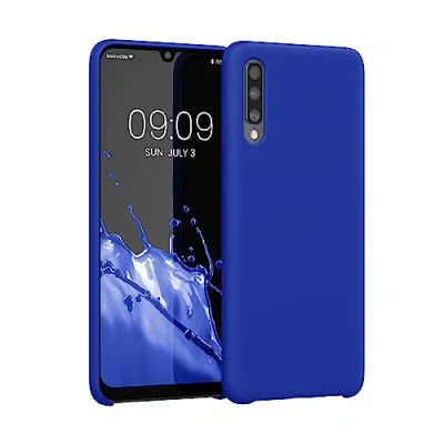 Abbildung von kwmobile Hülle kompatibel mit Samsung Galaxy A50 Silikon Handy Case Handyhülle weiche Oberfläche kabelloses Laden Baltik Blau