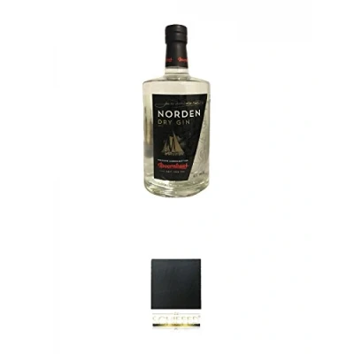 Abbildung von Norden DRY GIN Doornkaat 0,7 Liter + Schiefer Glasuntersetzer eckig ca. 9,5 cm Durchmesser