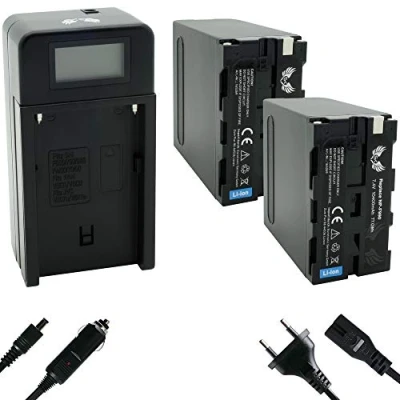 Abbildung von 2X SK Akku Ersatz für Sony NP F990 10400mAh + Speed Charger F550 F750 F960 F970 F980 // Blitzgeräte Videoleuchten