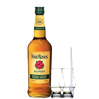 Abbildung von Four Roses Straight Bourbon 1,0 Liter + 2 Glencairn Gläser Einwegpipette 1 Stück