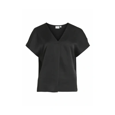 Abbildung von VILA MIT Kurzen ÄRMELN Vausschnitt Tshirt basic, Damen, Größe: 42, Black