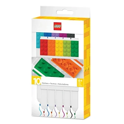 Abbildung von LEGO Iconic Schreibwaren 10er Pack Marker: Kreativer Schnell trocknender Gelschreiber mit Platte Set 10 Farben, Feine Spitze 0.7 Büroschreibinstrument