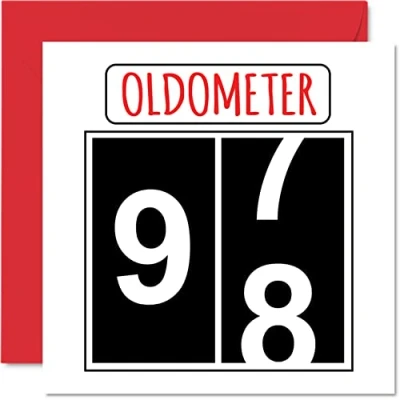 Abbildung von Lustige Karten zum 98. Geburtstag für Männer und Frauen Oldometer Glückwunschkarte Urgroßvater, Opa, Kindermädchen, Oma, Nan, Gran, Vater, Mutter, 145mm Grußkarten