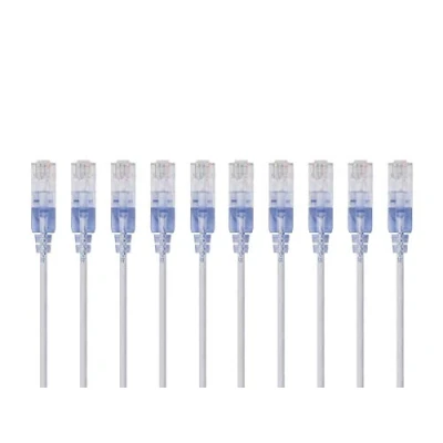 Abbildung von Monoprice Cat6A Ethernet Patchkabel Snagless RJ45, 550 MHz, 10 G, UTP, reiner blanker Kupferdraht, 30 AWG, Stück, 1,5 m, Weiß SlimRun Serie