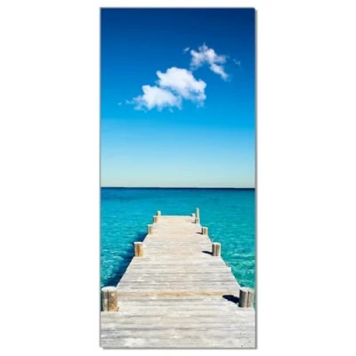 Abbildung von Wallario Selbstklebende Türtapete Steg am tropischen Meer Türposter 93 x 205 cm Abwischbar, rückstandsfrei zu entfernen