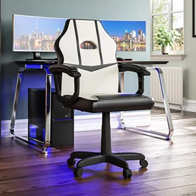 Abbildung von Vida Designs 3331254 Computertische, PU Kunstleder, Weiß &amp; Schwarz, Standard