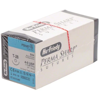 Abbildung von Perma Sharp Nahtmaterial Seide 4/0 T 28 12 Stück