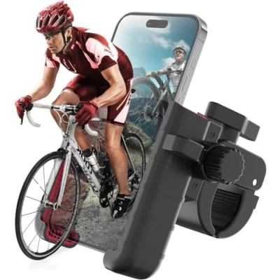 Abbildung von Handyhalterung Fahrrad,Moman PMS1 Motorrad Handyhalter 【Ungehindertes Objektiv】 360 Drehbar Lenker Holder Kompatibel mit iPhone Samsung 4.5&#039;&#039; 7.0&#039;&#039; Handys, Fahrrad Handy Halterung