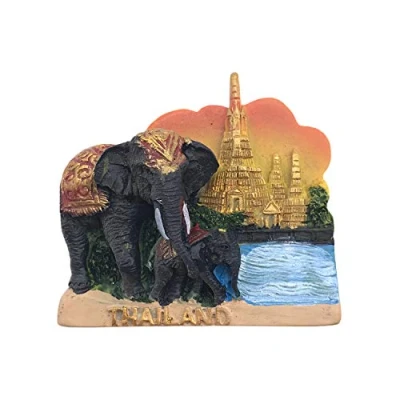 Abbildung von Thailand Elefant 3D Kühlschrankmagnet Touristische Souvenirs Harz Magnetische Aufkleber Home &amp; Kitchen Dekoration aus China