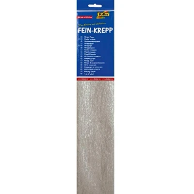 Abbildung von folia 8229126 10 Krepppapier, Lagen in silber, jede Lage ca. 50 x 250 cm, 32 g/m², sehr elastisches und dünnes Papier, mit einer unebenen rauen Oberfläche
