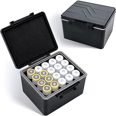 Abbildung von JJC 18650 Batteriegehäuse Batteriehalter Box Wasserdicht für 20 Stück Batterien und alle ähnlich großen Batterien, Tragetasche Organizer