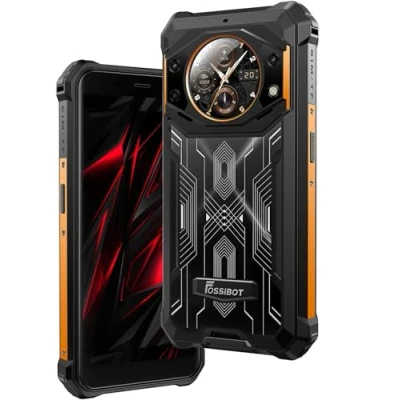 Abbildung von FOSSiBOT 10600mAh Akku Outdoor Smartphone Ohne Vertrag F101 PRO, Helio 15GB 128GB, Funktionales Heckdisplay, 24MP Kamera, IP68 Robust Handy, Android 13, 5.45&#039;&#039; HD+, Dual SIM, Fingerabdruck Orange
