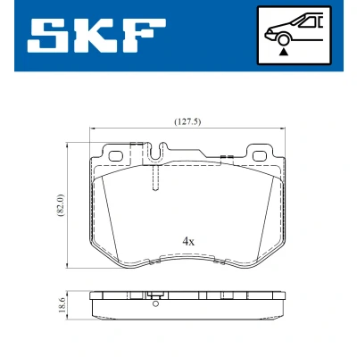 Abbildung von SKF VKBP 80287 Bremsbelagsatz für Verschleißwarnanzeiger vorbereitet MERCEDES BENZ: C Klasse Cabrio