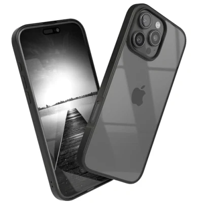 Abbildung von EAZY Case Hülle für iPhone 16 Pro Max, Handyhülle mit Ultra Aufprallschutz, Stoßfest und Kratzfest, dünne Schutzhülle Kameraschutz, Silikon Cover Clear Hybrid Handy Schwarz Bumper
