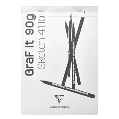 Abbildung von Clairefontaine 96667C Packung mit 5 Skizzenblöcken GRAF IT, DIN A6 10,5x14,8cm, kopfseitig geheftet, 80 Blatt 90g, Blanko, Weiß, 1 Pack