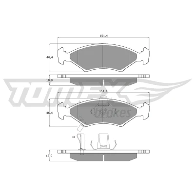 Abbildung von TOMEX brakes TX 10 29 Bremsbelagsatz Vorderachse mit akustischer Verschleißwarnung KIA: Sportage I