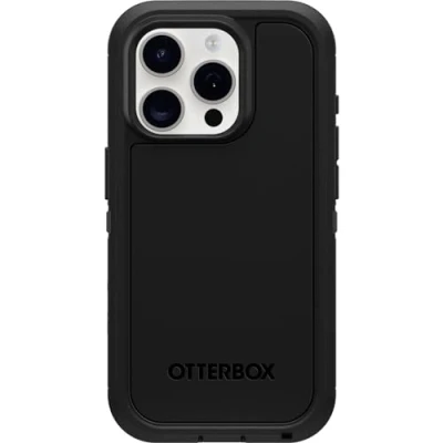 Abbildung von OtterBox Schutzhülle für iPhone 15 Pro (nur Defender Series XT, ohne Bildschirm, robust, rastet an MagSafe mit Umhängeband)
