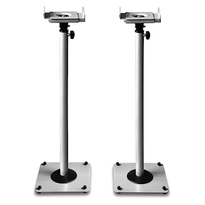 Abbildung von 2 Stück Boxenständer aus Metall Laustsprecherständer Boxen Stative höhenverstellbar mit Kabelkanal Silber grau Modell: BS16S