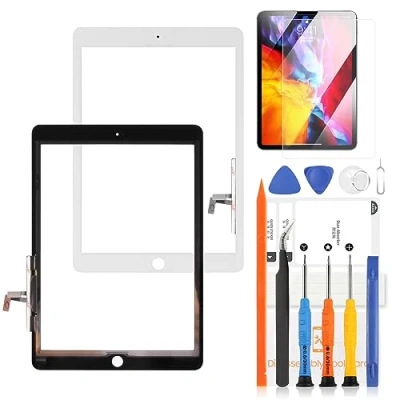 Abbildung von LADYSON Touchscreen Digitizer für iPad 9.7 2017 5. Generation A1822 A1823 Bildschirm 5 Ersatz Reparatursatz ohne Homebutton (nicht LCD Display) (weiß)