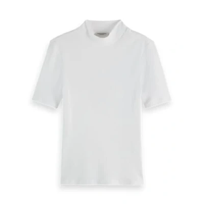 Abbildung von Scotch &amp; Soda CORE MOCK NECK RIB Tshirt print, Damen, Größe: Small, White