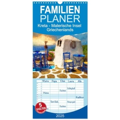 Abbildung von Familienplaner 2025 Kreta Malerische Insel Griechenlands mit 5 Spalten (Wandkalender, 21 cm x 45 cm), CALVENDO