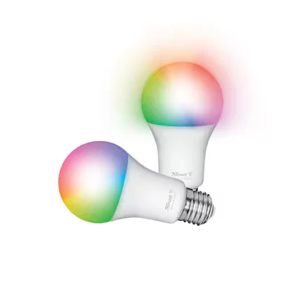 Abbildung von Trust WiFi E27 Smart Lampe, Farbwechsel LED Birne, Leuchtmittel für Alexa und Google Home, Kein Hub Erforderlich, 2.4GHz Glühbirne RGB, WI Fi Weiß Farbig 2er Pack