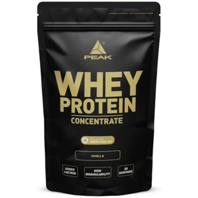 Abbildung von PEAK Whey Protein Concentrat 900g Geschmack Vanilla I 30 Portionen Proteinquelle: ultrafiltriertes Molkenprotein ohne Zuckerzusatz reich an EAAs zum Muskelaufbau
