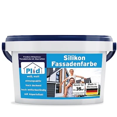 Abbildung von Premium Silikon Fassadenfarbe Aussenfarbe Fassadenweiß Weiß