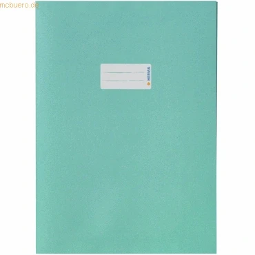 Abbildung von HERMA 5527 Heftumschlag A4 Papier Türkis, Hefthülle mit Beschriftungsfeld aus extrem kräftigen &amp; satten Farben, Heftschoner für Schulhefte, farbig