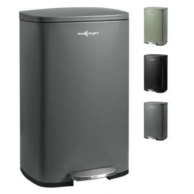 Abbildung von MAXCRAFT Biomülleimer Mülleimer / Treteimer 50 Liter mit Soft Close Deckel in Grau