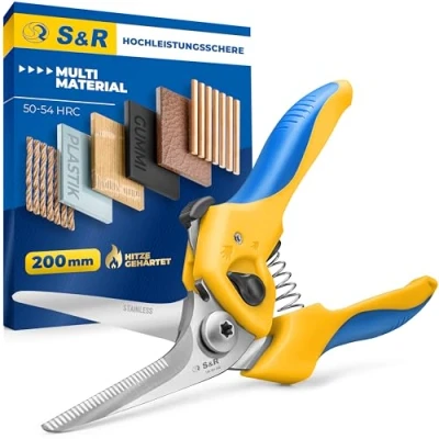 Abbildung von S&amp;R Universalschere Mehrzweck Kombischere 200 mm, 50 mm Edelstahl Klinge, Schere HRC 54