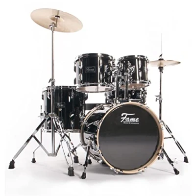 Abbildung von Fame Maple Standard Jungle Set, Ahorn Schlagzeug, 16&quot; BassDrum, Schwarz, inklusive Hardware und Becken