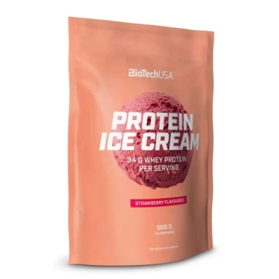 Abbildung von BioTechUSA Protein Ice Cream, Aromatisiertes Eispulver mit Molkenprotein Komplex, 500 g, Erdbeere