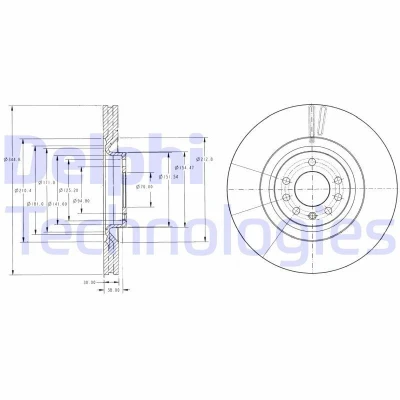 Abbildung von DELPHI BG9098 Bremsscheibe 345 30 5 Belüftet geölt unbehandelt ohne Radlager, ABS Sensorring OPEL: Vectra C Limousine, SAAB: 9 3 Limousine