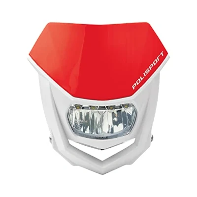 Abbildung von POLISPORT 8667100006 HALO Scheinwerfer aus Polypropylen mit LED Lampe, kompatibel allen Motocross /Enduro Modellen in Farbe weiß/rot