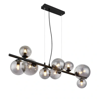 Abbildung von Globo Hängeleuchte Esszimmer LED Hängelampe Rauchglas Pendelleuchte 56133 9H, Glas, Kugeln, 9 flammig, modern, wechselbar, Warmweiß, Wohnzimmer, Schlafzimmer, Pendellampe