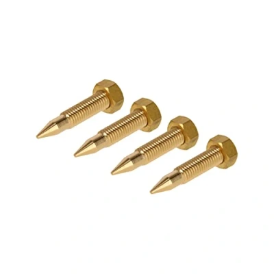 Abbildung von Precision Geek Messing Lautsprecherspikes M6, 6 mm Durchmesser, 35 lang und Sicherungsmutter, für Lautsprecher, HiFi Ständer, Schränke, Soundbars Set mit 4 Stück