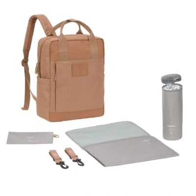 Abbildung von LÄSSIG Baby Wickelrucksack Wickeltasche Rucksack mit Wickelunterlage, Kinderwagenbefestigung, Flaschenhalter nachhaltig produziert/GRE Vividal Backpack almond