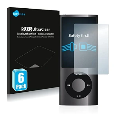 Abbildung von Savvies 6 Stück Schutzfolie für Apple iPod nano 2009 (5. Gen.) Displayschutz Folie Ultra Transparent