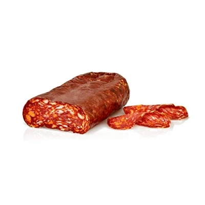 Abbildung von Spianata Piccante Calabrese Salumi Pasini® Pikante flache Rohwurst aus Kalabrien Hälfte 900 g Würziger Geschmack Für Aperitifs