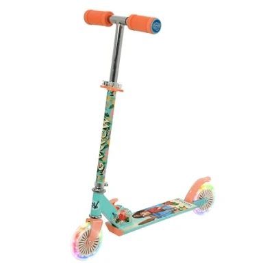 Abbildung von Moana Kinder Scooter für Mädchen und Jungen zusammenklappbarer Inline 2 Rad Roller Verstellbarer beleuchteter Zweirad Rollerräder leuchten 58 x 30