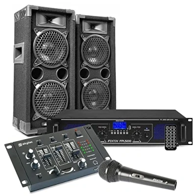 Abbildung von MAX26 DJ Set mit Lautsprechern, Verstärker und Mischpult 1200 W
