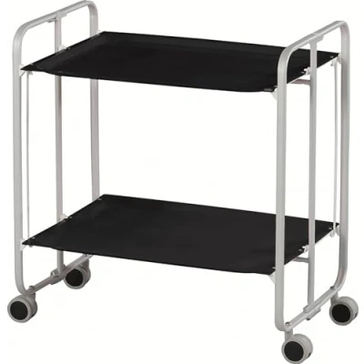 Abbildung von DON HIERRO Servierwagen, klappbar, 2 Böden, grauem Rahmen. Bauhaus Schwarz