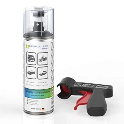 Abbildung von AUPROTEC Lackspray AUPROPAINT GLOSS schwarz glänzend Sprühlack Glanzlack Auto Lack Spray 1x 400ml + Original Pistolengriff