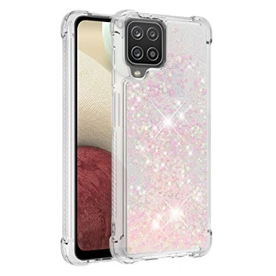 Abbildung von KBIKO zxl Kompatibel mit Samsung Galaxy A12 Glitzer Hülle,Mädchen Glitzern Handyhülle,Paillette Flüssigkeit Clear Silikon Schutzhülle für A12.Silver Pink YBL